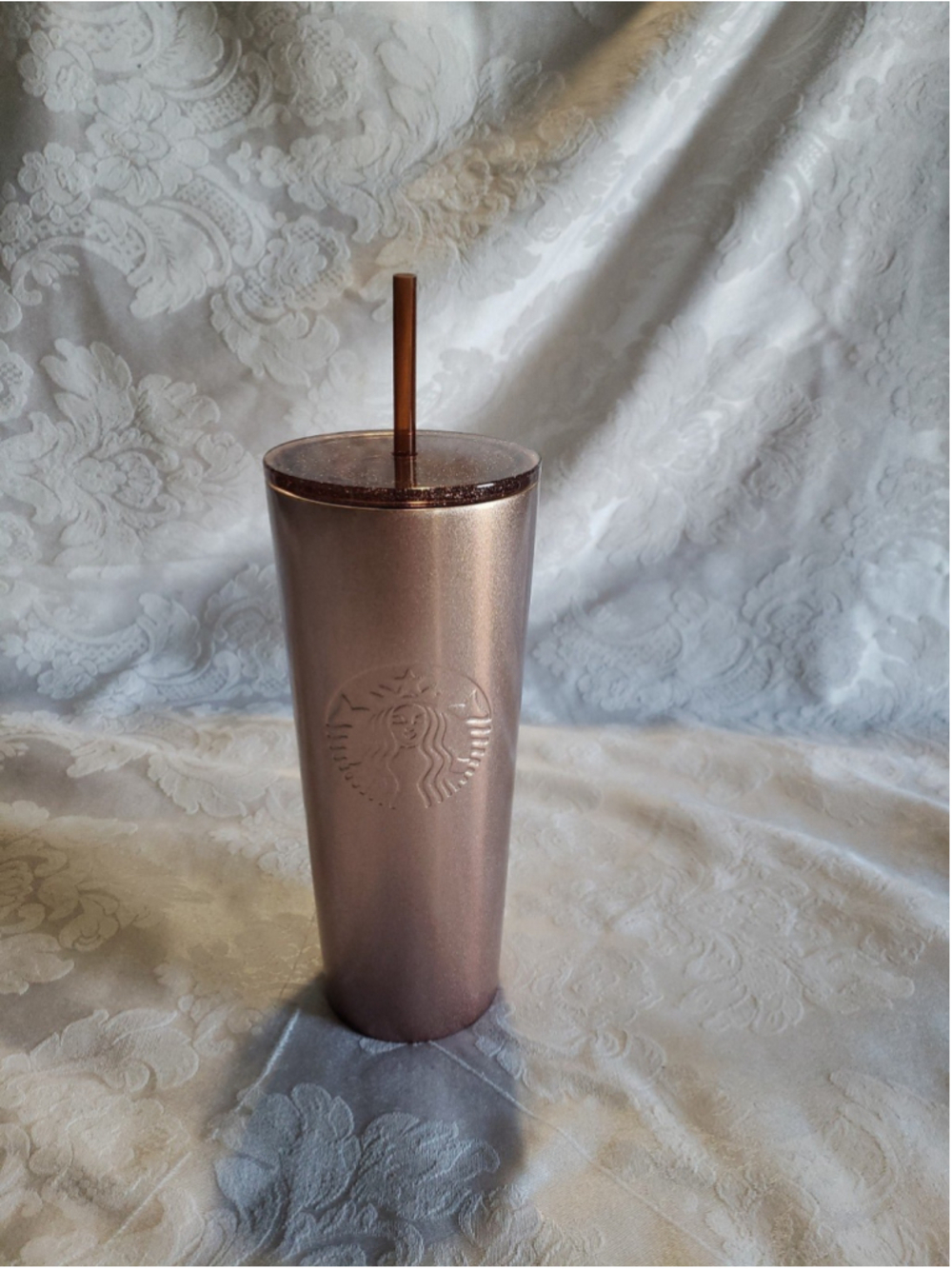 Starbucks Rose Gold Glitter Tumbler 24 oz with Glitter Lid